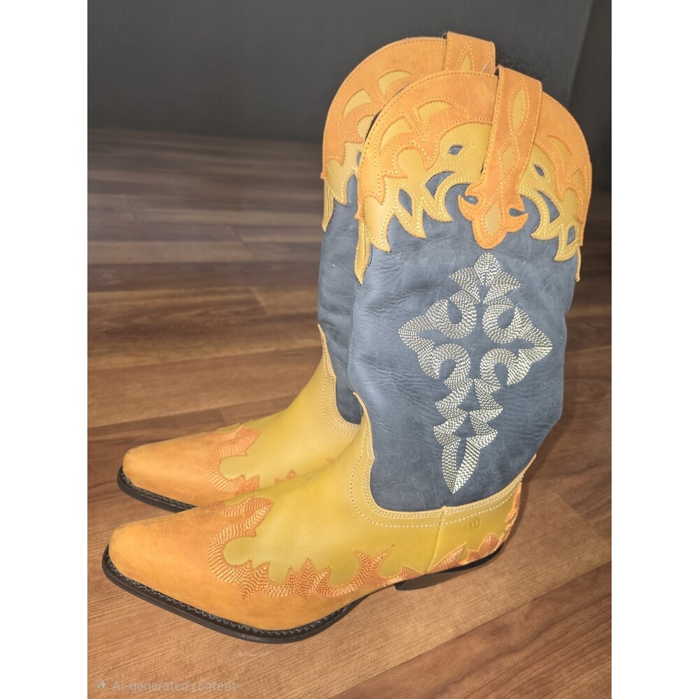 DINGO Women's Statement Leather Flame Detail Western Boots Snip Toe Size 8 NWT - Picture 13 of 16